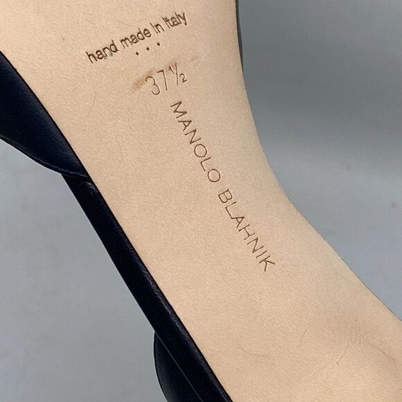 Manolo Blahnik Maretsli 50MM Leather Slingback Pumps size 37.5 - Picture 12 of 12